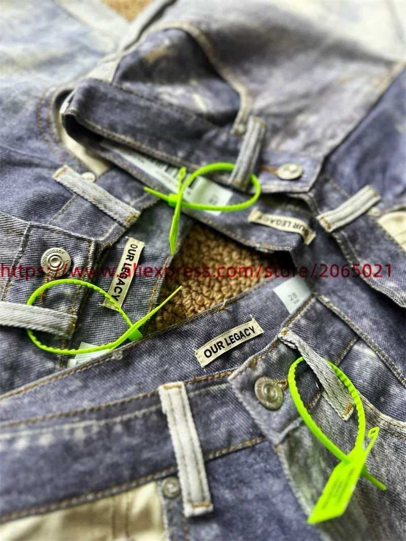 Men's Pants Our Legacy Straight Leg Jeans Pants For Men Women Digital Printing Washed Joggers Trousers J240402