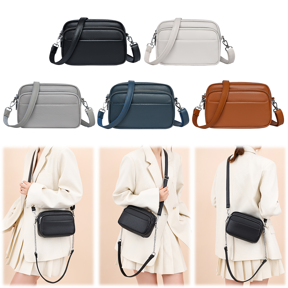 Crossbody Bag for Women Multi Pockets Satchel Purse PU Leather Solid Hobo Bag Zipper Square Bag for Travel Shopping