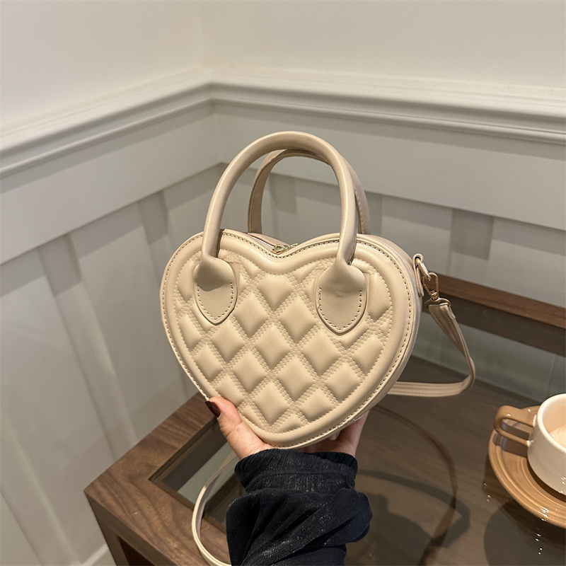 Heart Shape Satchel Crossbody Purse PU Leather Fashion Handbag Zip Around Top Handle Bag for Women