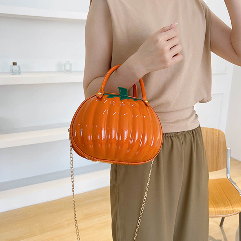 Halloween Crossbody Bags for Women Creative Pumpkin Chain Shoulder Bags Waterproof Leather Top Handle Bag Versatile Candy Purses