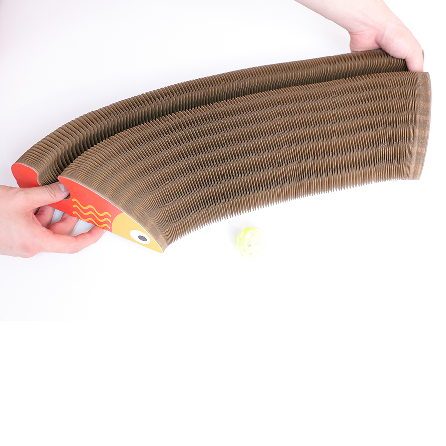 OEM Customized 2-in-1 Rectangle Arch Corrugated Durable Paper Cat Scratcher Lounge Bed Interactive Pet Chew Toy
