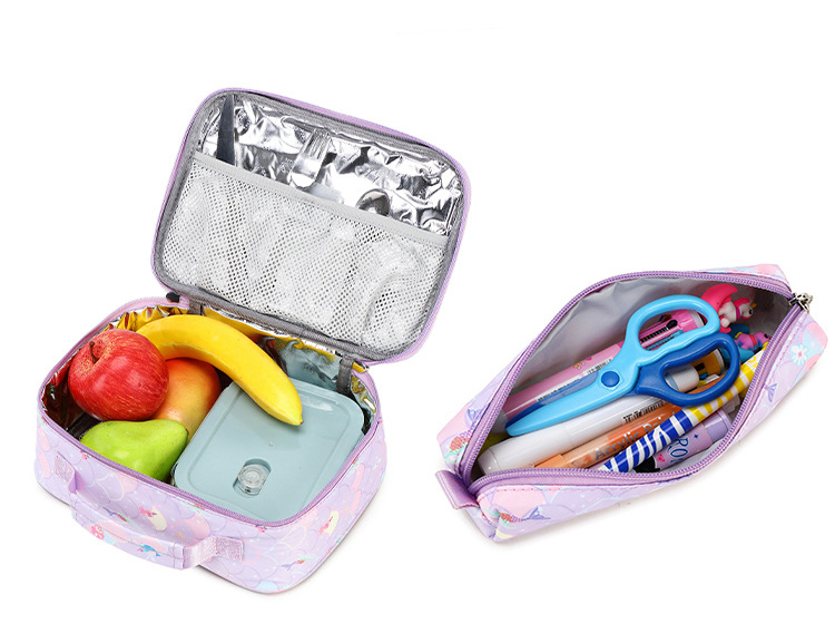 Cute Princess Backpack for Girls Kids Bookbag Elementary Student Backpack Children 3Pcs School Bag with Lunch Bag Pencil Case