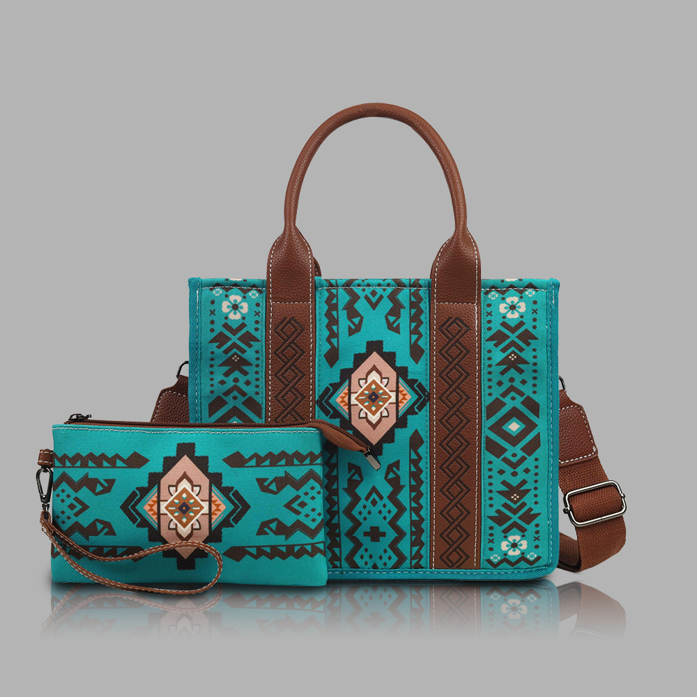 2-piece Bohemian Ethnic Style Handheld Crossbody Mother Retro Tote Lion Ridge Bag