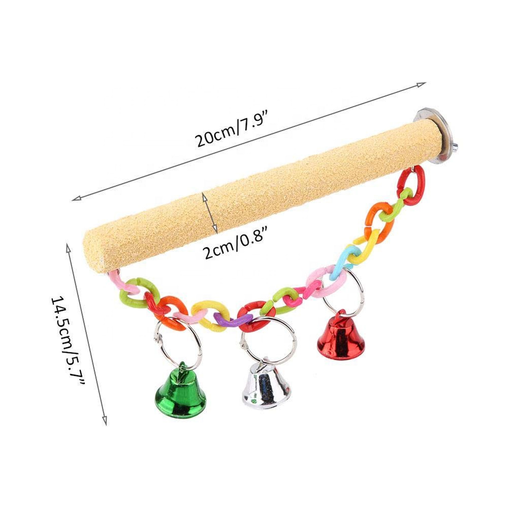 Bird Parrots Perch Standing Bar with Bell Grinding Grew Tool Pets Toys for Birds Cage