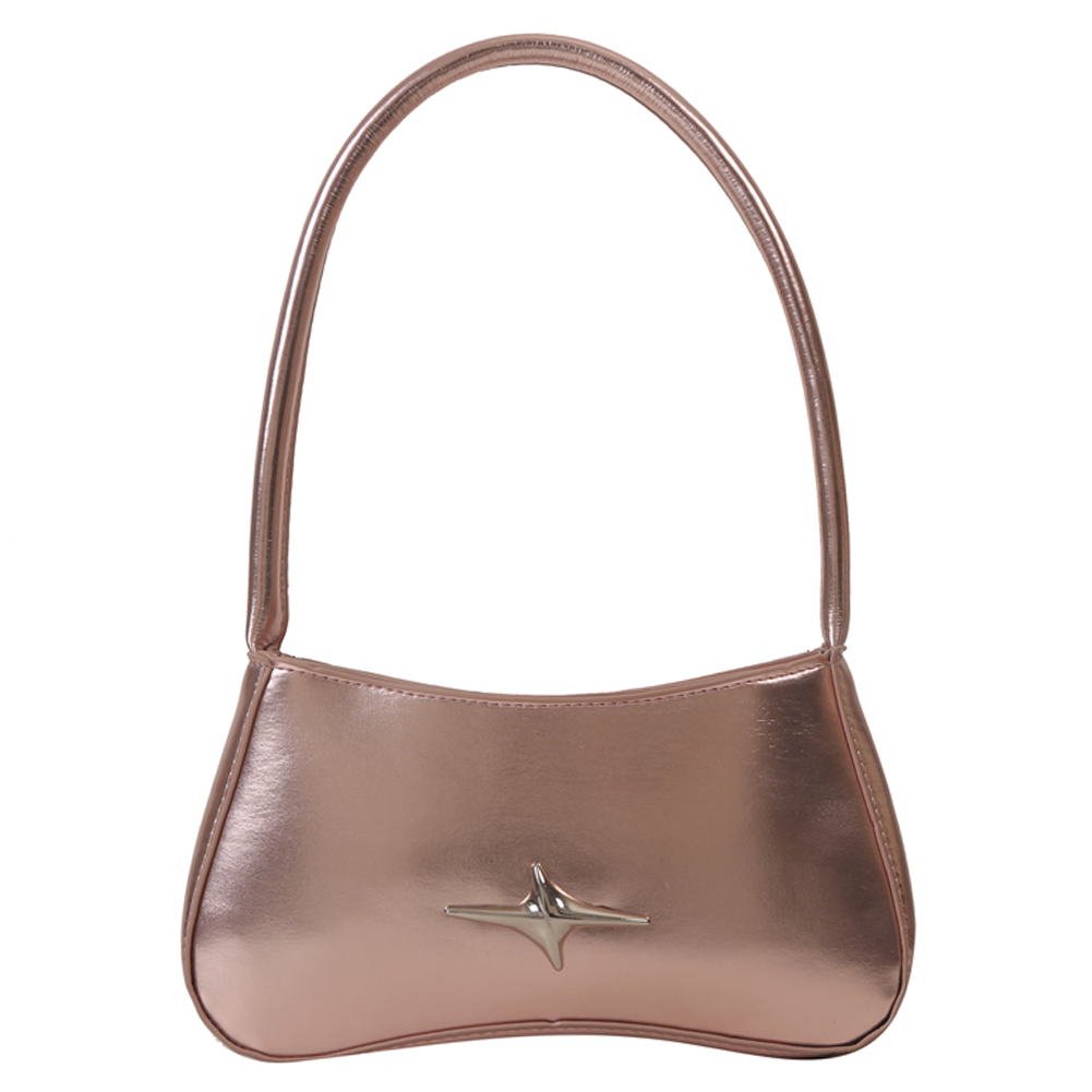 Women Fashion Underarm Bag Star Zippers Shoulder Bag Solid Casual Handbags