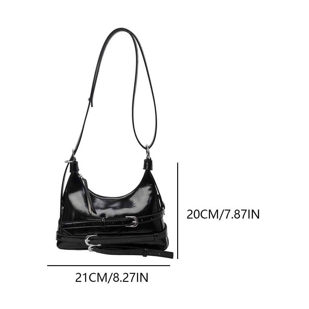 Women PU Stylish Underarm Bag Zip Closure Trendy Crossbody Bag Large Capacity Casual Handbag Adjustable Strap Chic Hobo Bag