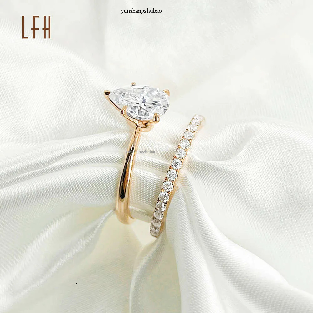 Round Custom Moissanite Rings Women Real Rose Wedding Solid Ring Gold for Couples