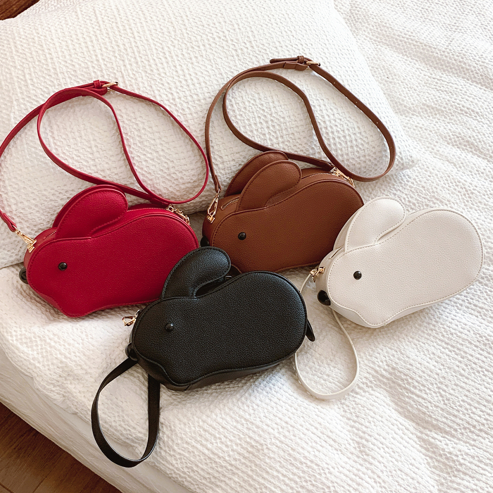 Women Crossbody Bag Rabbit Shape PU Leather Clutch Purse Adjustable Strap Cute Satchel Purse for Travel Shopping Commuting