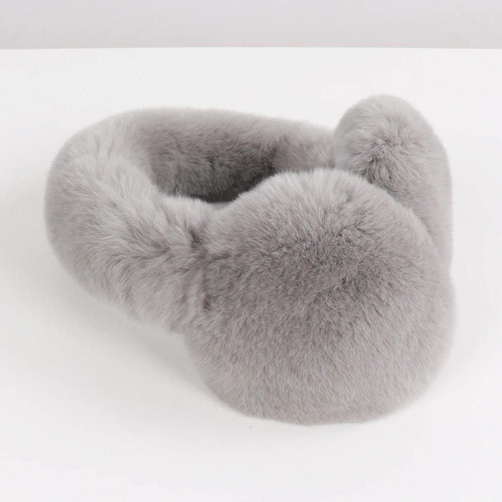 Fashion Girls Real Fur Earmuffs Russian Women Winter Warm Natural Rex Rabbit Fur Earmuff Fluffy Elastic Genuine Fur Earflaps 241107