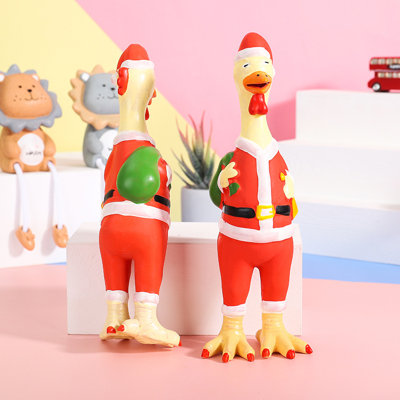 Stock Sustainable Screaming Chicken Santa Claus Pet Vocal latex Toys Bite Resistant Soft Dog Toy Rubber