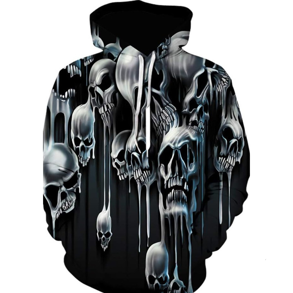 Hoodie for Mens Womens Hoodies Men Skull 3D Graphic Print Sweatshirts Pullover Tops with Pocket Graphic Hoodies sweatshirt Trendy black pattern