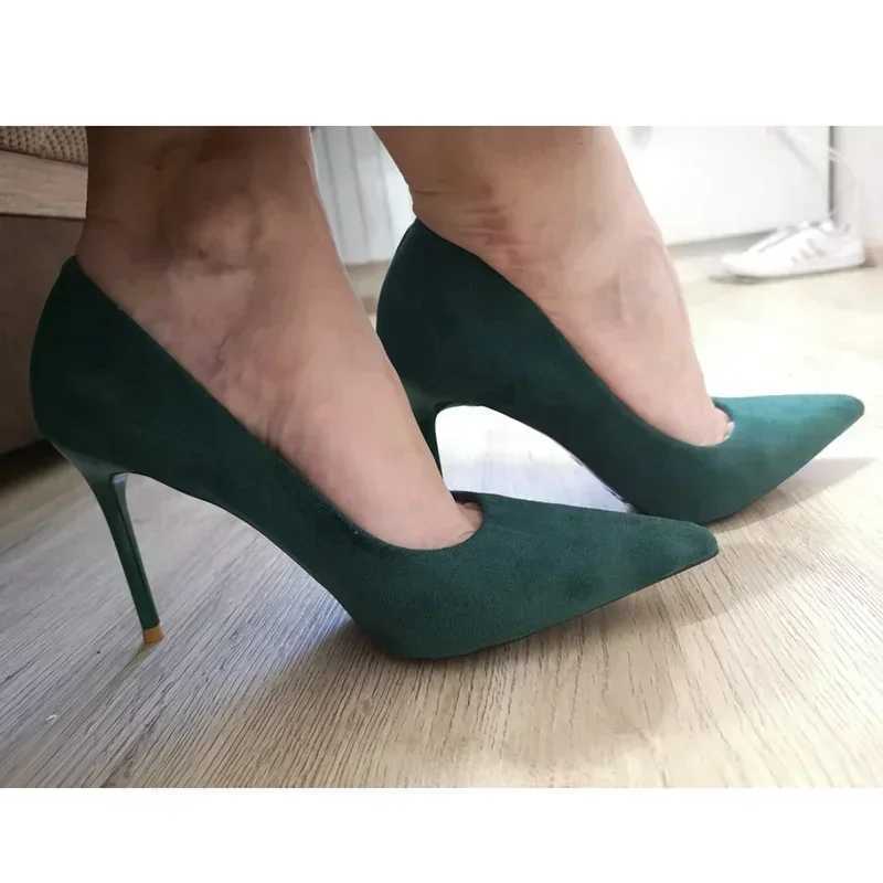 Womens 9cm High H Daily Party Colorf Suede Pumps Lady Scarpins Stiletto in Banquet Red w Shoes Plus Size 34-43 Y250319