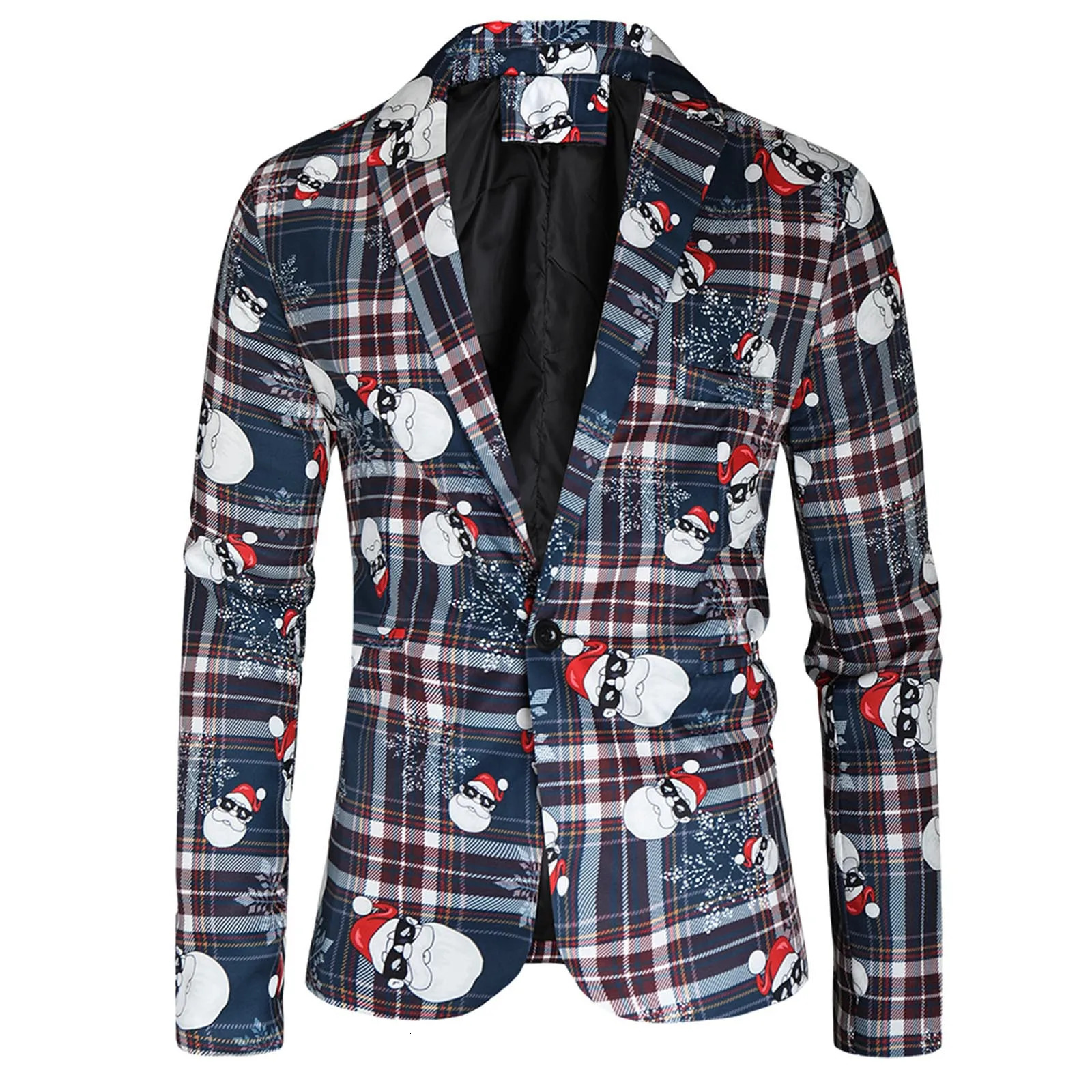 Mens Fashion Blazer 2024 Trendy Selling Party Coat Casual Slim Fit Buttons Suits Christmas Print Blazers Jacket For Men 241108
