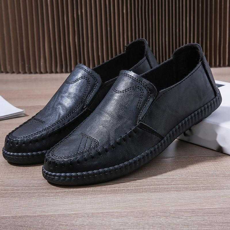 New Fashion Bean Shoes Mens Spring and Autumn Fashion Leather Casual Shoes Board Shoes British Mens Low Top Business Leather Shoes