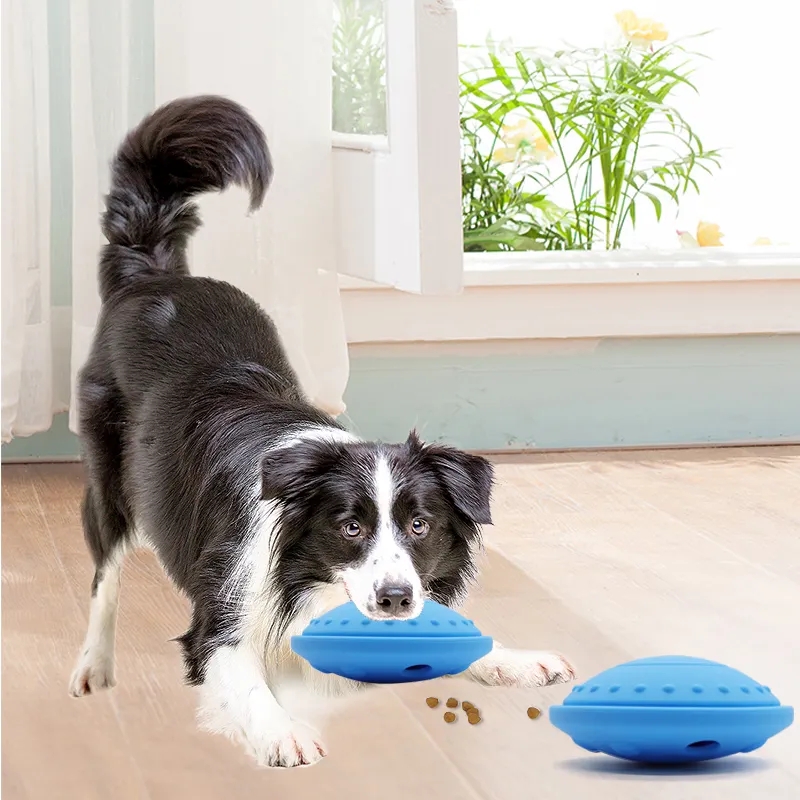 Soft Silicone Dog Food Feeding Ball Pet Chewing Toy Flying Disc Resistant Chew Interactive Pet Dog Chew Ball Toy