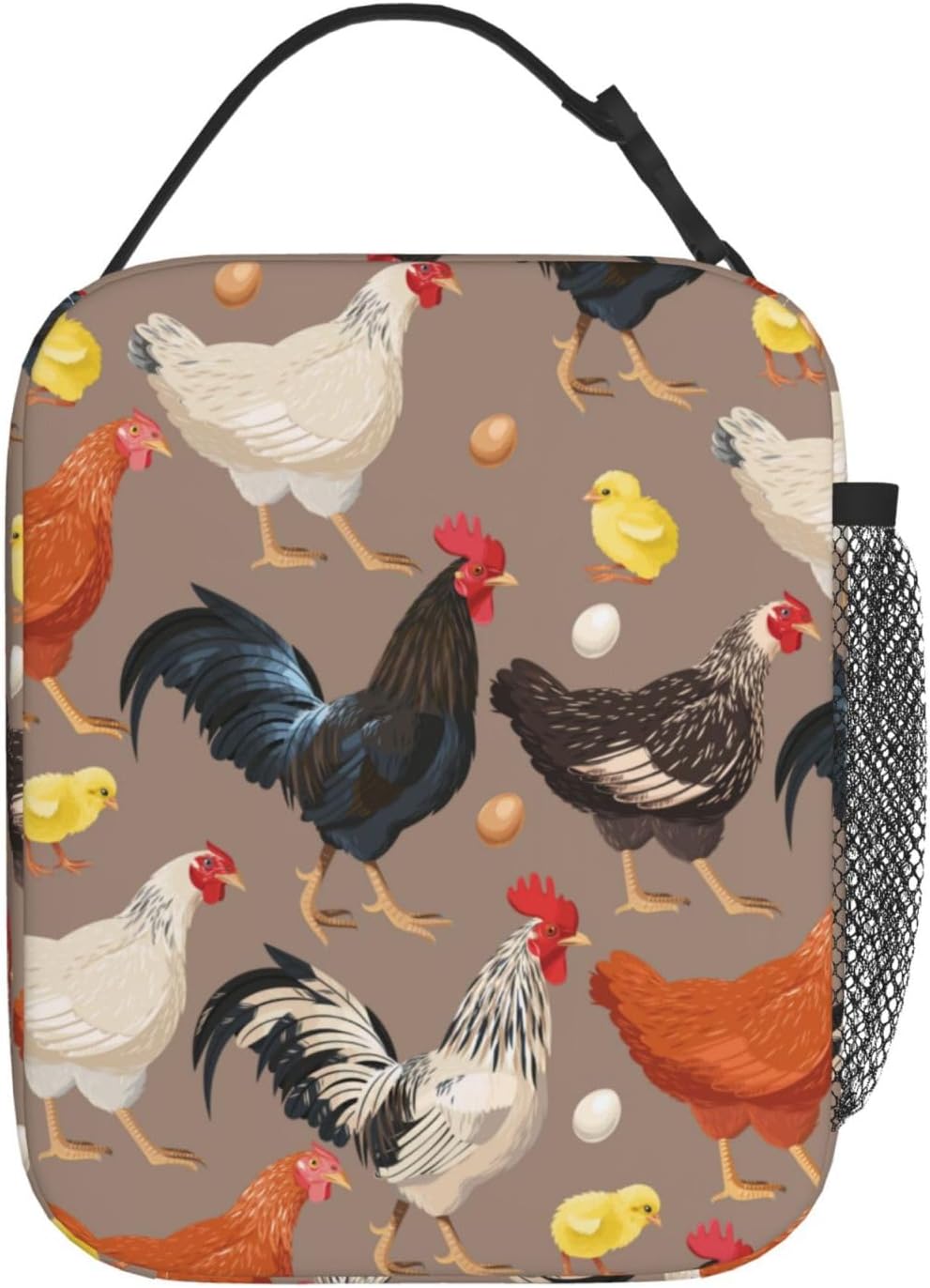Chicken Lunch Box for Work Picnic School Travel Hiking Beach or Fishing Polyester Animal Chicken Theme Lunch Bag