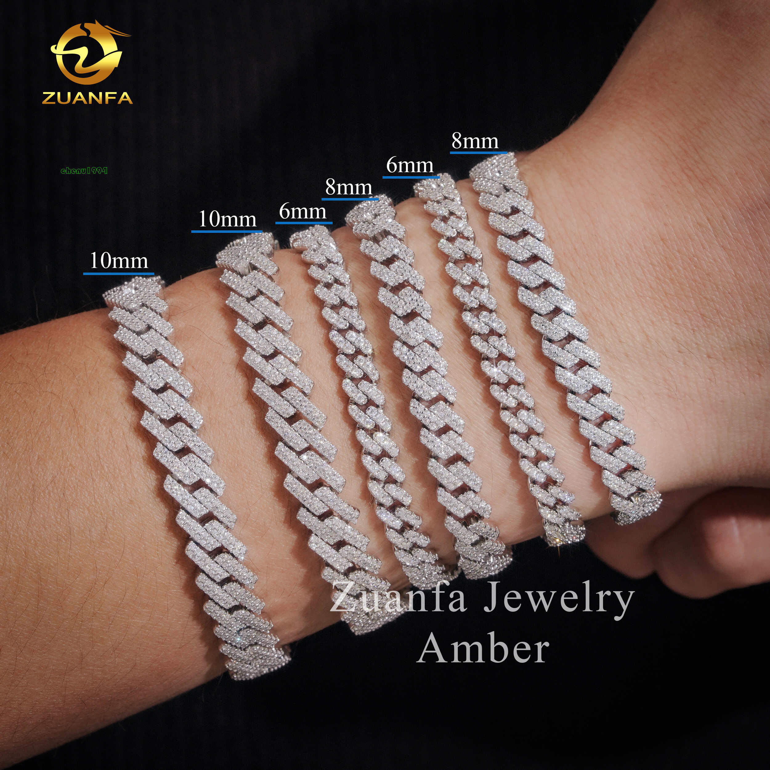 hot sale fine jewelry lab dia s sterg sier rhodium plated moissanite men cuban k bracelet