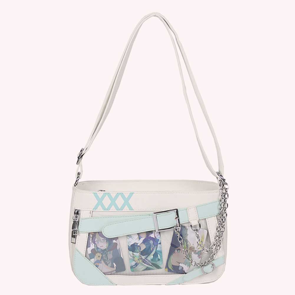Women Ita Bag Clear Window Shoulder Bag Color Matching Badge Display Crossbody Bag Kawaii Pin Display Handbag Girls Uniform Bag