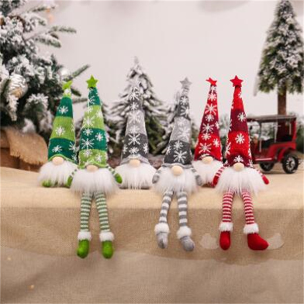 Christmas Faceless Doll Gnome Ornaments LED Light Plush Knitting Crafts Pendant Decor Christmas Decorations for Home Kids Gift