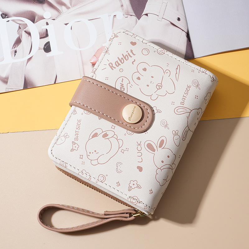 Japanese Cute Girls Wallet Short Student ID Bank Card Holder Money Bag Zipper Wallets For Women Key Storage Purse Coin Purse