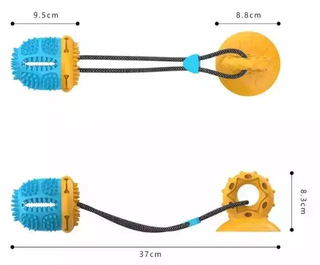 Suction Cup Dog Toy for Aggressive Chewers Pet Molar Bite Toy Dog Chew Rope Ball Pull Toy Fits for Small Large Dogs Cats