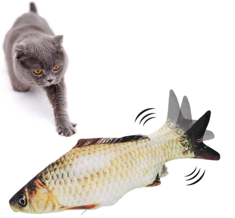 Electric fish toy for cat, Rechargeable Realistic Flopping Fish with Catnip, Interactive Cat Toys Plush