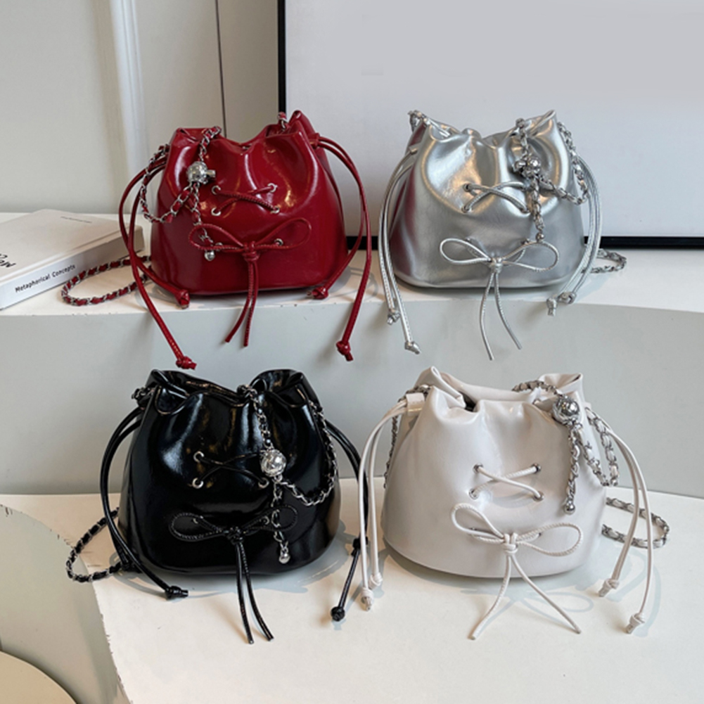 Women Luxury Shoulder Bag Solid Color Daily Tote Handbag Adjustable Strap Bucket Crossbody Bag Ladies Outdoor Bag