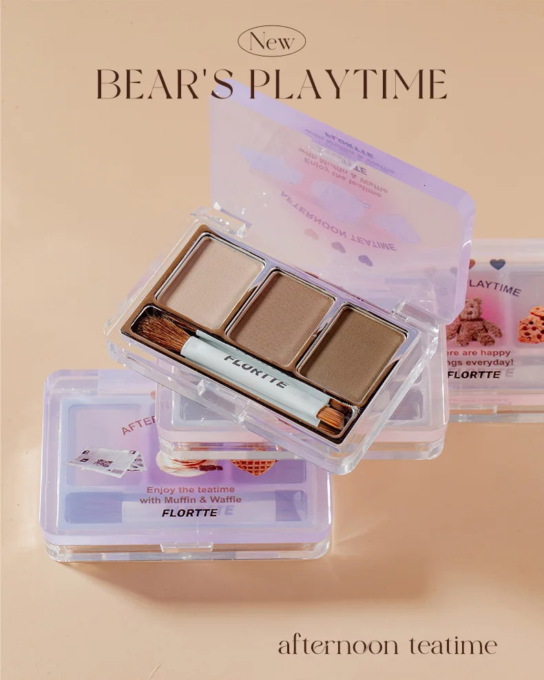 Flortte Beauty Bears e Series 3-color eyelid powder waterproof and stain resistant long-lasting eyelid makeup and cosmetics 241107