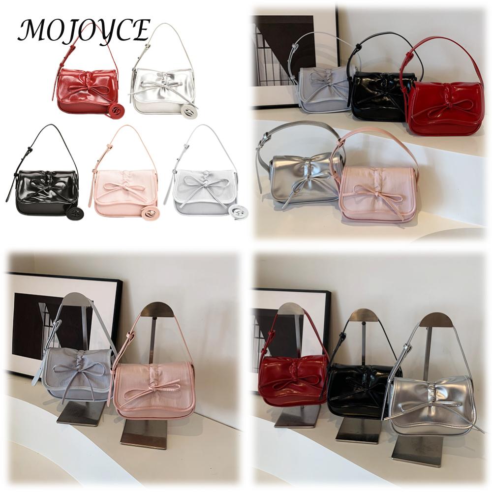 Underarm Bag for Women Bow Tie Crossbody Bag Pu Leather Adjustable Strap Hobo Bag Clutch Purse for Travel Work