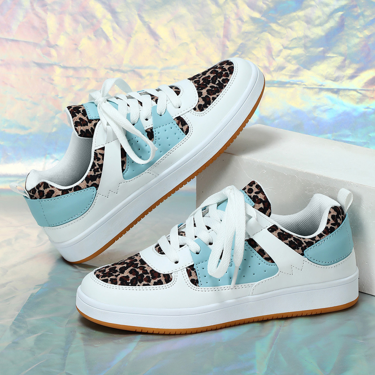 Men Women Casual Shoes Pink Leopard Lace Up Gym Jogging Non-Slip Mens Flat Heel Shoes