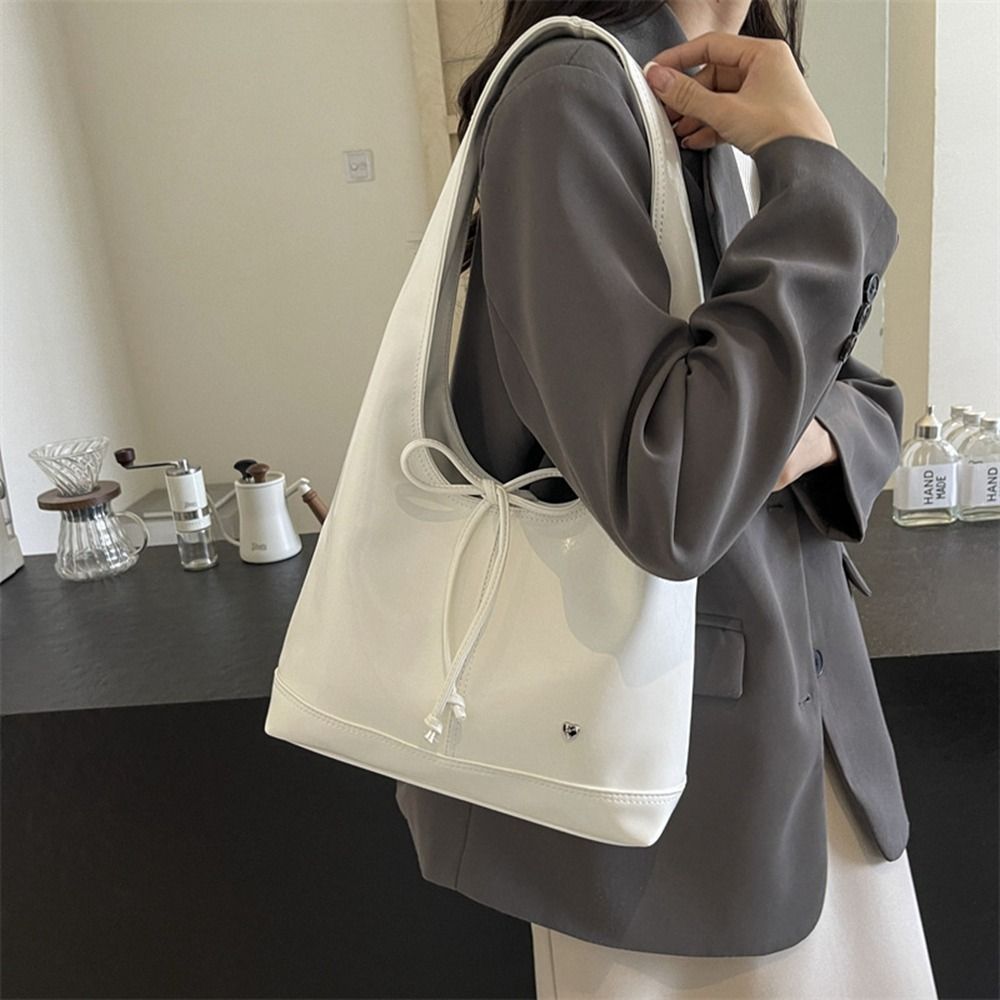 Vintage PU Leather Shoulder Bag for Women Soft Tote Bag Shopper Underarm Bag Fashion Large Capacity Handbag