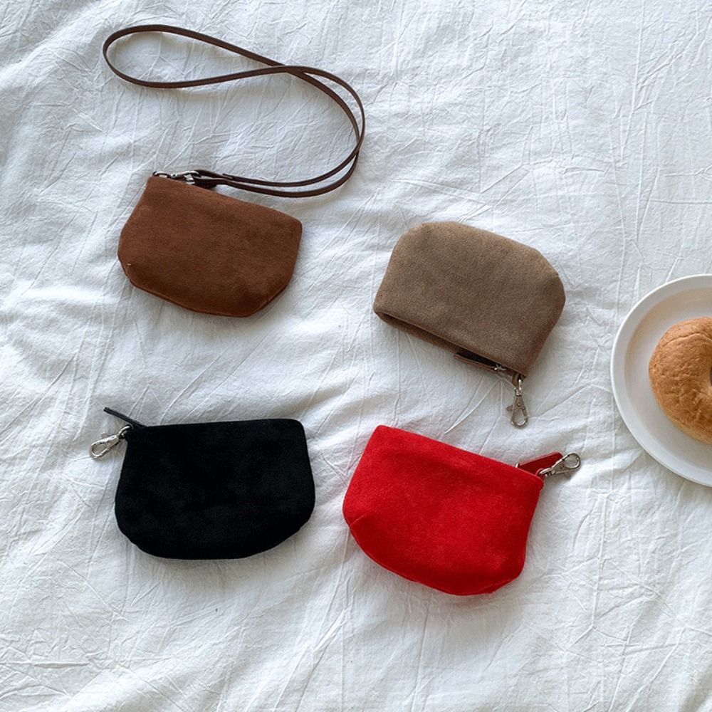 Luxury Design Soft Coin Purse Suede Retro Style Underarm Shoudler Bags Solid Color Crossbody Bags for Women