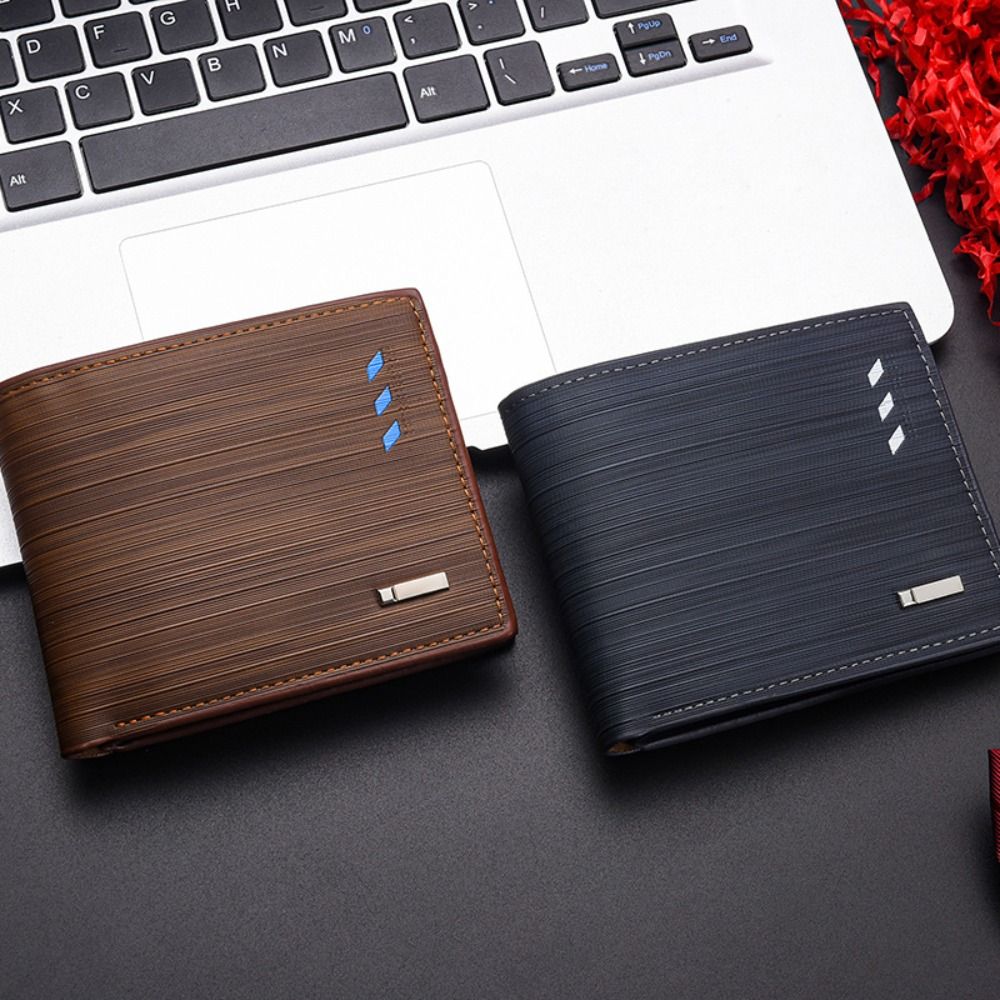 Casual Leather 2 Fold Wallets Multi-position Leisure Men's Short Wallet Multifunction Wear Resistant Pocket Purse Men