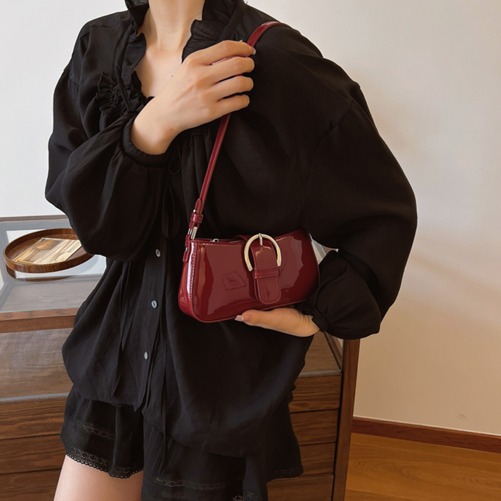 Red Small Shoulder Bag Y2K Purse for Women PU Leather Chic Luxury Design Handbag Clutch Purse Female Classic Retro Crossbody Bag