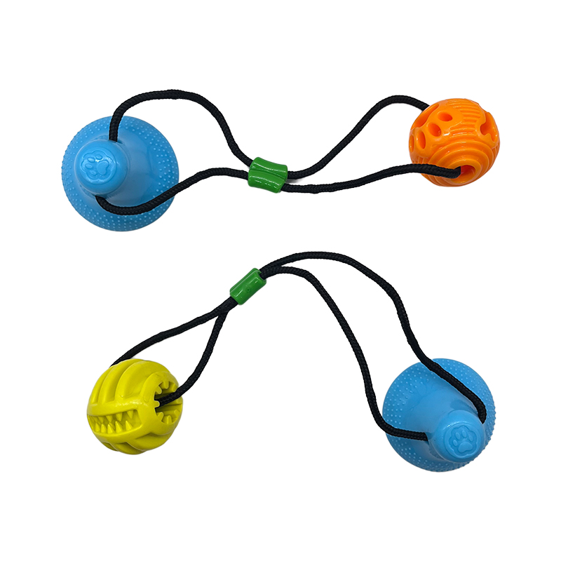 hot sale cleaning rubber chew toy ball with rope and bell tug ringing pet toys dog