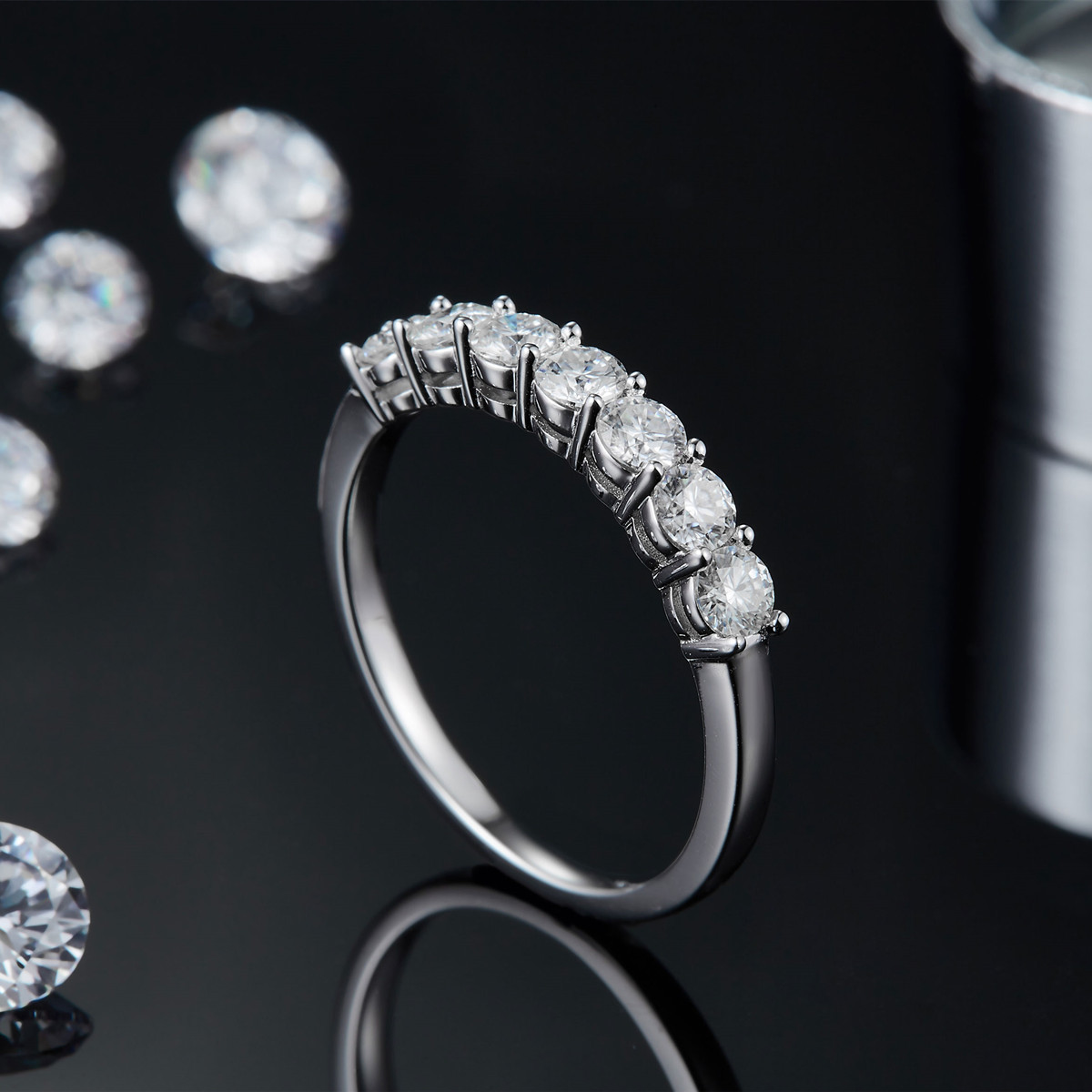 Luxury Moissanite Band Rings Promise Ring for Women 100% Original 925 Sterling Silver D White Gold Diamond Rings Eternity Wedding Fine Jewelry Gift US