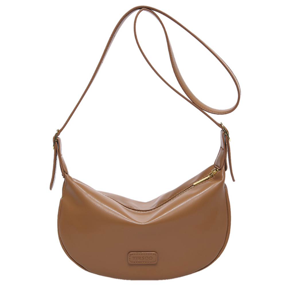 Women Crescent Shoulder Bag Solid Color Dumpling Crossbody Bag Adjustable Strap Half Moon Everyday Purse Ladies Daily Bag