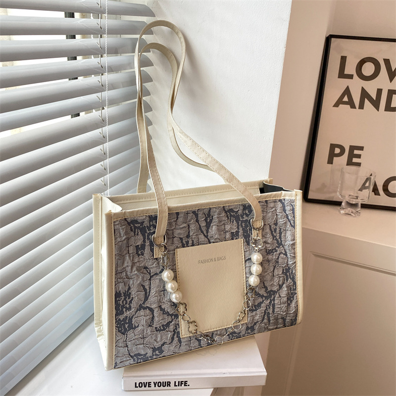 Fashion Casual Female Handbags Underarm Zipper Purse Luxury Ladies Pearl Chain Shoulder Bag Large Capacity Women's Tote Bags