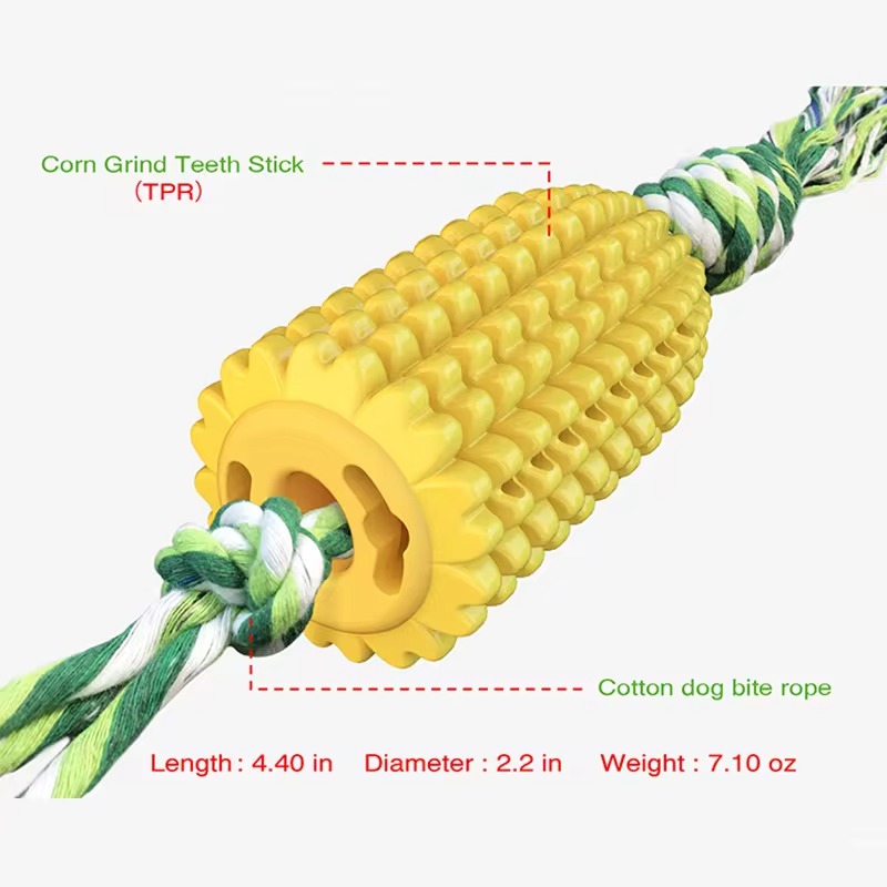 Wholesale Durable TPR Teeth Cleaning Maize Corn Pet Chewing Toy Tiny Dog Dental Care Chew Toys for Dogs Toothbrush