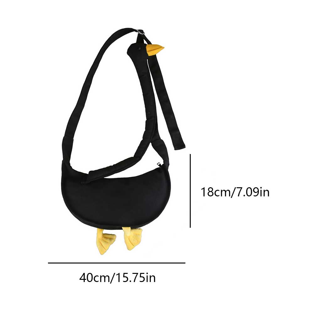 Women Cute Shoulder Bag Adjustable Strap Canvas Cartoon Goose Bag Large Capacity Goose Crossbody Bag Female Outdoor Bag