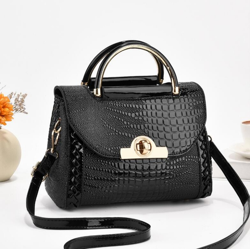 Fashion Top Handle Satchel Crocodile Pattern Crossbody Bag, Women's Elegant Handbag, Shoulder Bag & Purse