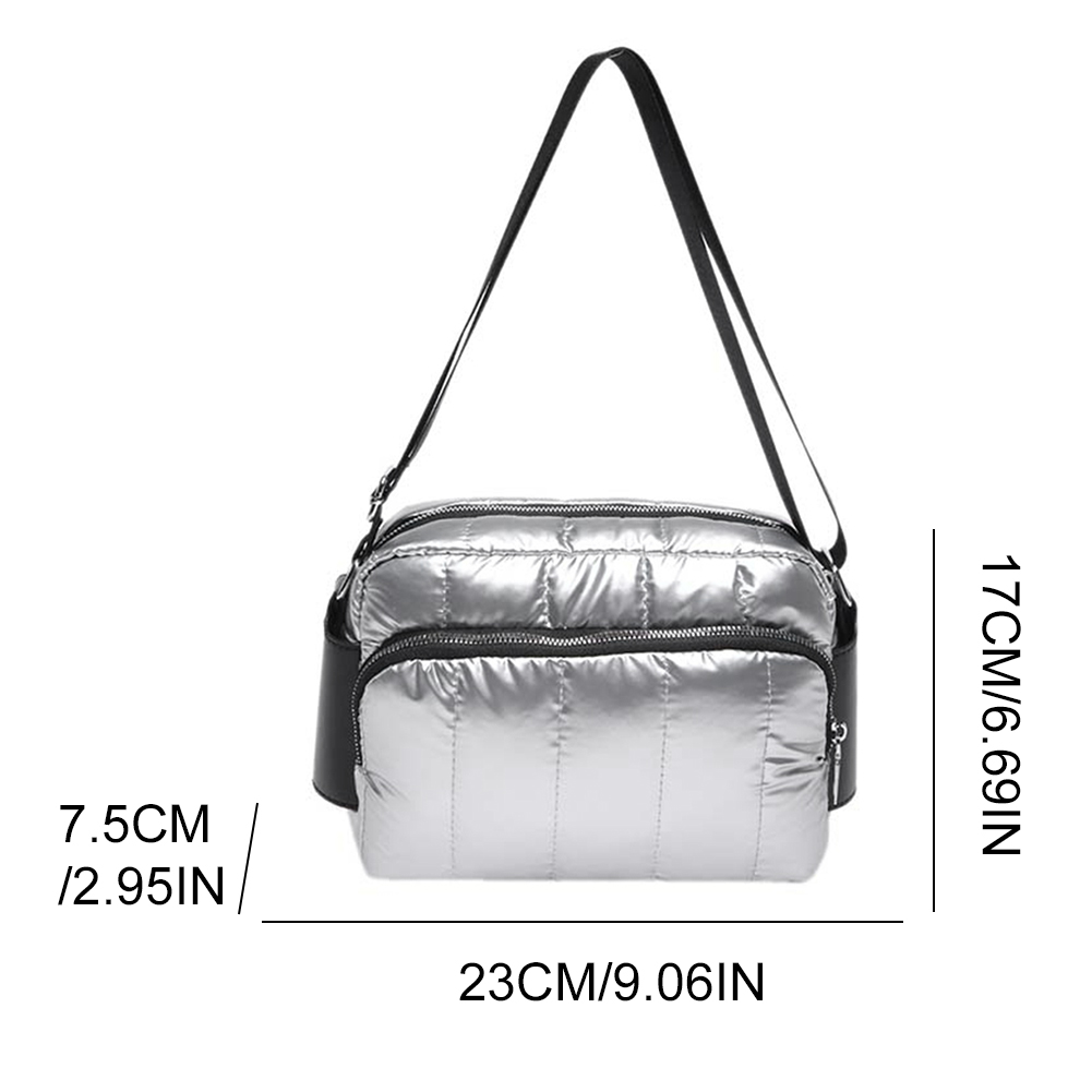 Women Shoulder Bag Adjustable Strap Cotton Handbag Padded Crossbody Down Bag Travel Commuter Bag