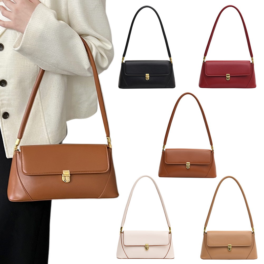 Retro Flap Underarm Bag PU Leather Clutch Purse Elegant Ladies Shoulder Purse Designer for Women Work Shopping Travel