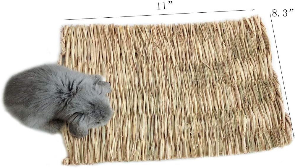 Free Sample Grass Mat Rabbit Bunny Natural Straw Woven Bed Small Animal Cages Hay Mat Sleeping Strawgrass Mat Chew Toys