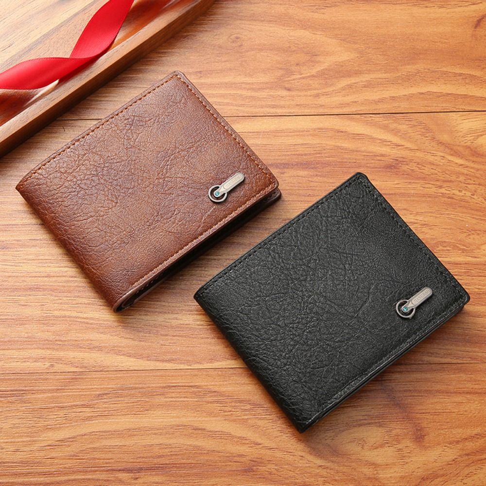 Men Purse Black Coin Wallet Male Business ID Cards Holder PU Leather Multiple Slot Casual Large Capacity Money Bag