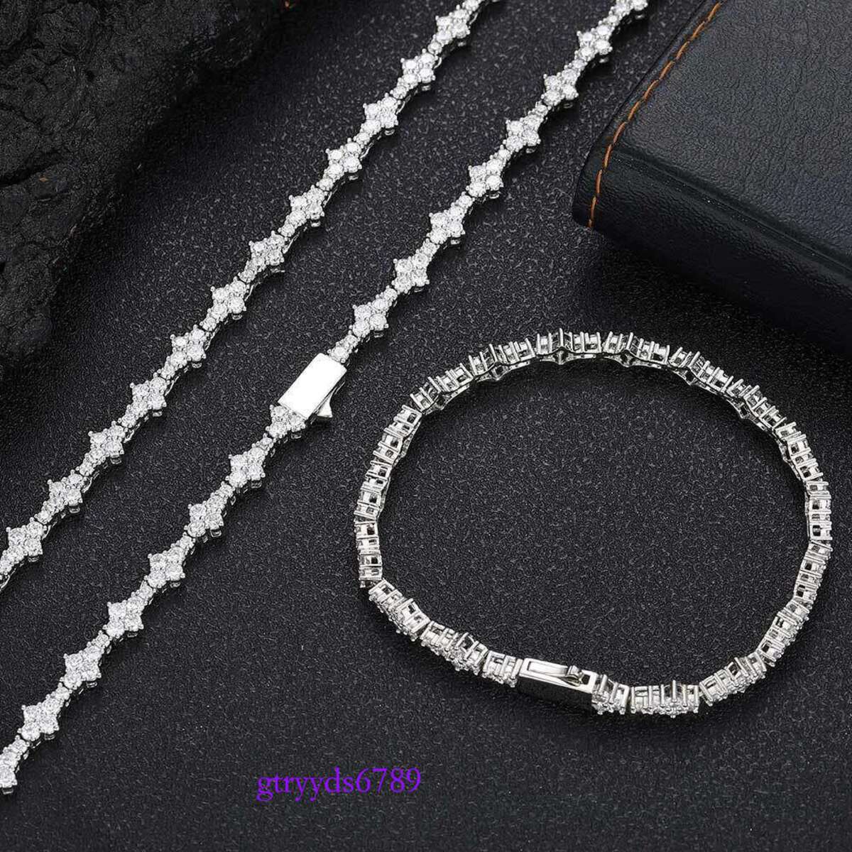 Nuoya 6.5mm Iced Out Vvs Dia wer Shape Hip Hop Jewelry Sterg Sier Moissanite Tennis Chain Necklace