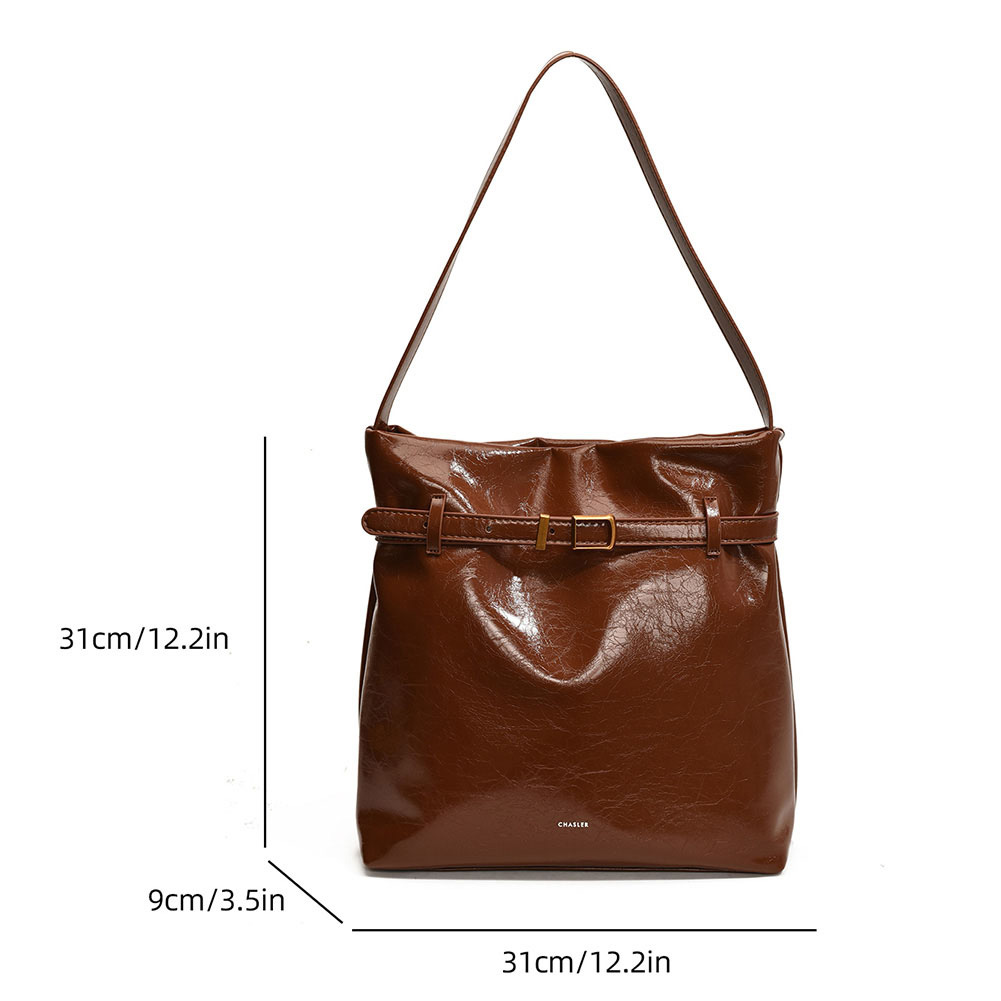Shoulder Bag for Women Multi-pocket Bucket Bag PU Leather Solid Color Satchel Hobo Purse Trendy for Work Travel
