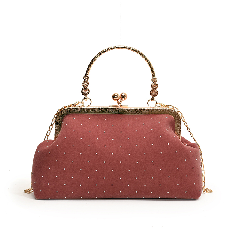 Women Clutch Purses Formal Party Clutches with Detachable Chain Velvet Wedding Purses Clutch Handbag Metal Hand Top Handle Bags
