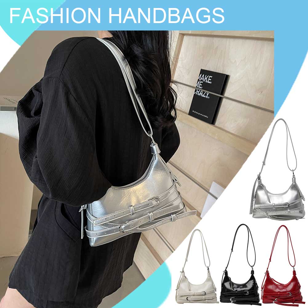 Women PU Stylish Underarm Bag Zip Closure Trendy Crossbody Bag Large Capacity Casual Handbag Adjustable Strap Chic Hobo Bag
