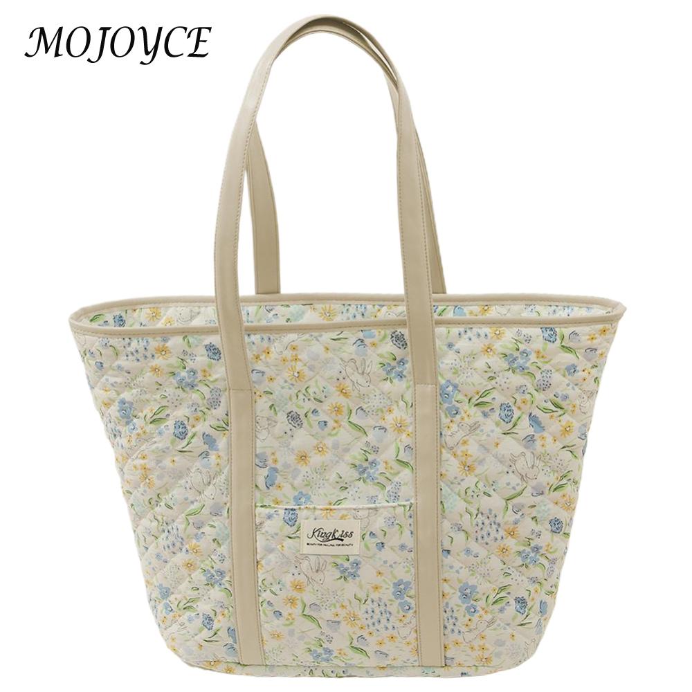 Satchel Purse for Women Quilted Top-Handle Purse Cotton Padded with Zipper with Inner Pockets Hobo Bag for Travel Work